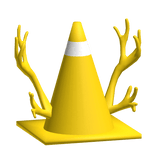 Yellow Traffic Cone W/ Antlers