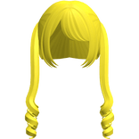 Yellow Twin Swirly Curls W Bangs