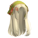 Yellow Wispy Hair W/ Mori Kei Green Bonnet