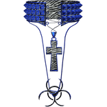 Zebra Blue Y2K Cyber 2000s Scene Cross Necklace