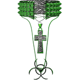 Zebra Green Y2K Cyber 2000s Scene Cross Necklace