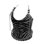 Zebra Halter Bow Tied Top