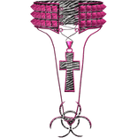 Zebra Pink Y2K Cyber 2000s Scene Cross Necklace