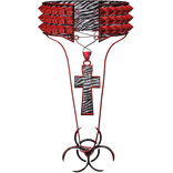 Zebra Red Y2K Cyber 2000s Scene Cross Necklace