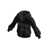 Zip-Up Hoodie w/ Front Text Print (Black)
