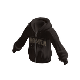 Zip-Up Hoodie w/ Front Text Print (Brown)