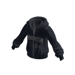 Zip-Up Hoodie w/ Front Text Print (Navy)