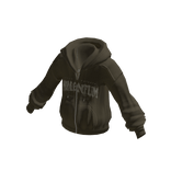 Zip-Up Hoodie w/ Front Text Print (Olive)