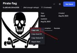 The "Copy Link" option for this decal on Roblox