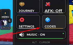 Huss Valley codes button to open the code claim menu
