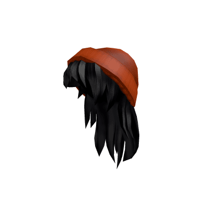 Orange Beanie with Black Hair