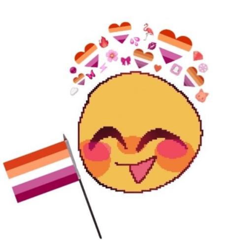 Cursed emoji with lesbian flag