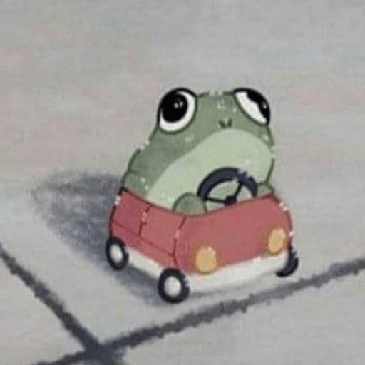 cute frog riding in car