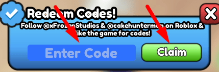 The code redeeming interface in Flag Battles Simulator