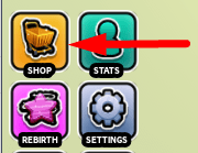 The Shop button in Princess Tycoon