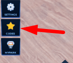 The Codes button in Basketball Legends