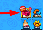 The Shop button in Hammer Smash Simulator