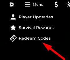 The Redeem Codes button in The Skinwalker