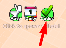 The Codes button in +1 Diamond Every Click