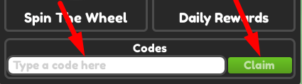 The code redeeming interface in Obby RNG