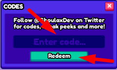 The code redeeming interface in Button Simulator Mania