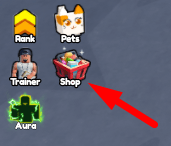 The Shop button in Gym Star Simulator