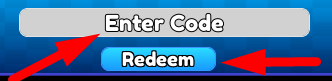 The code redeeming interface in Anime Strikers Simulator