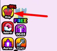 The Shop button in Gigachad Simulator