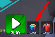 The Codes button in Ultimate Soccer