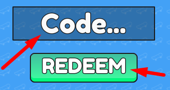 The code redeeming interface in Skateboard Obby