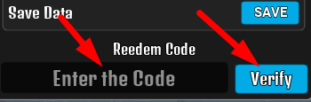 The code redeeming interface in Zombie Wars Tycoon