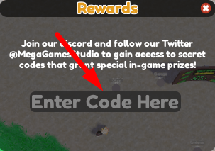 The code redeeming interface in Ultimate Factory Tycoon