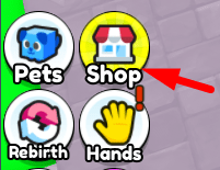 The Shop button in Power Slap Simulator