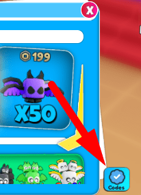 The Codes button in Thumb War Simulator