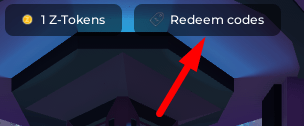 The Redeem Codes button in Reminiscence Zombies