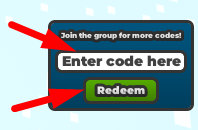 The code redeeming interface in Clothing Store Tycoon