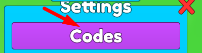 The Codes button in Ultimate Fishing Simulator