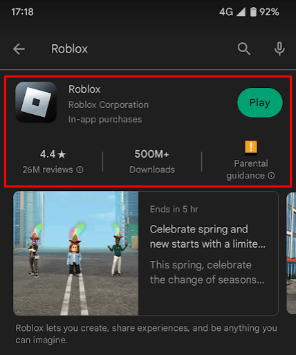 Update Roblox Roblox play store option