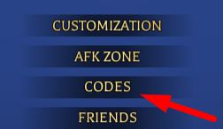 The Codes button in Attack on Titan Revolution