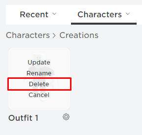 Delete outfits desktop delete button 1