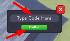 The code redeeming interface in Waterslide Mansion Tycoon