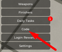 The Code button in Slayer Battlegrounds