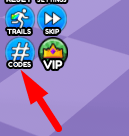 The Codes button in Obby But You're on a Scooter