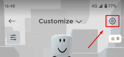 Delete outfits mobile settings icon