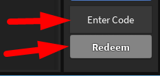 The code redeeming interface in RJ's Murder Mystery 2