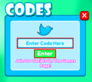 Pet Swarm Simulator enter codes box