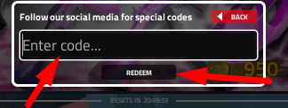 The code redeeming interface in Korrupt Zombies