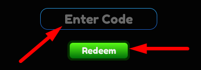 The code redeeming interface in Anime Max Simulator