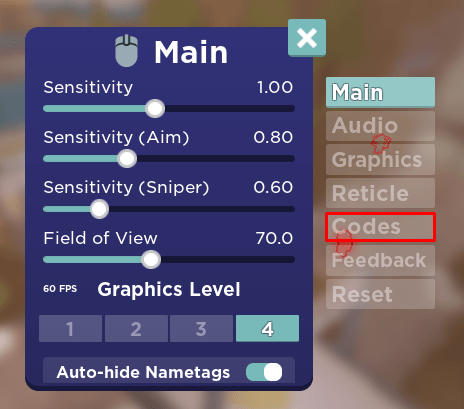 Aimblox codes button