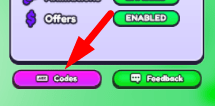 The Codes button in Marble Run Tycoon 2